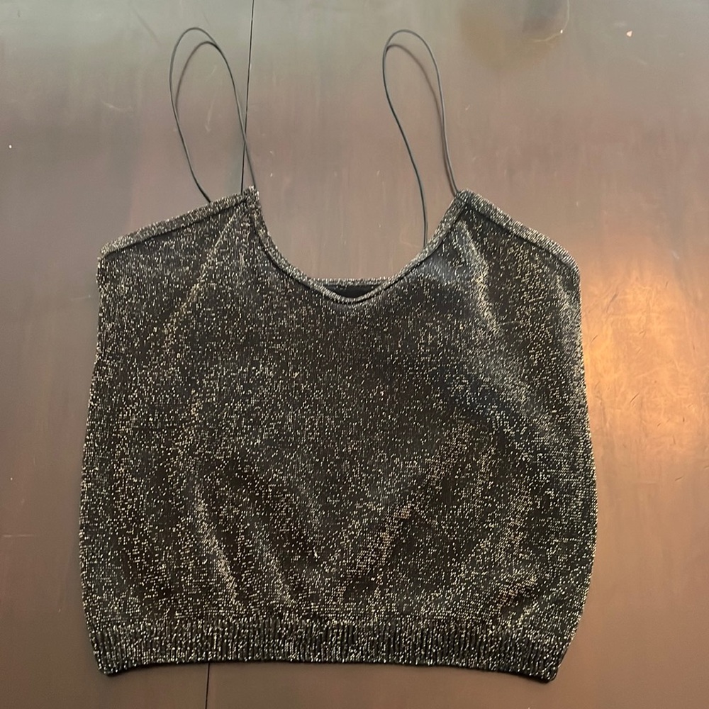 Free People Gold and Black Sparkly Crop Top Size XS -S
